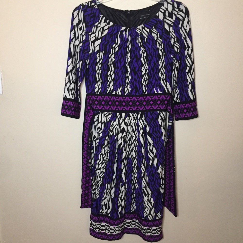 Max and Cleo Dress Purple Pink Empire Waist Size 4